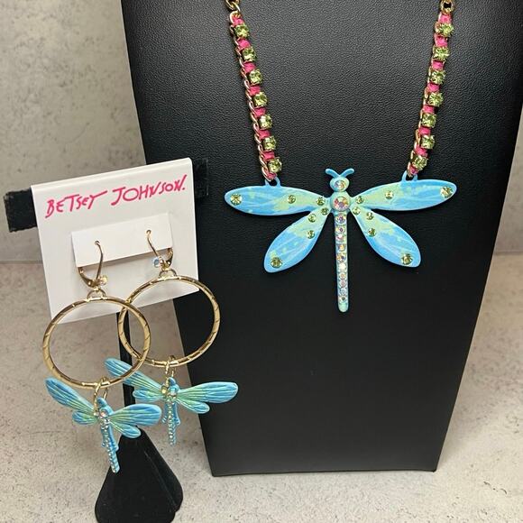 Betsey Johnson Jewelry - NWT Betsy Johnson Dragonfly set earrings necklace